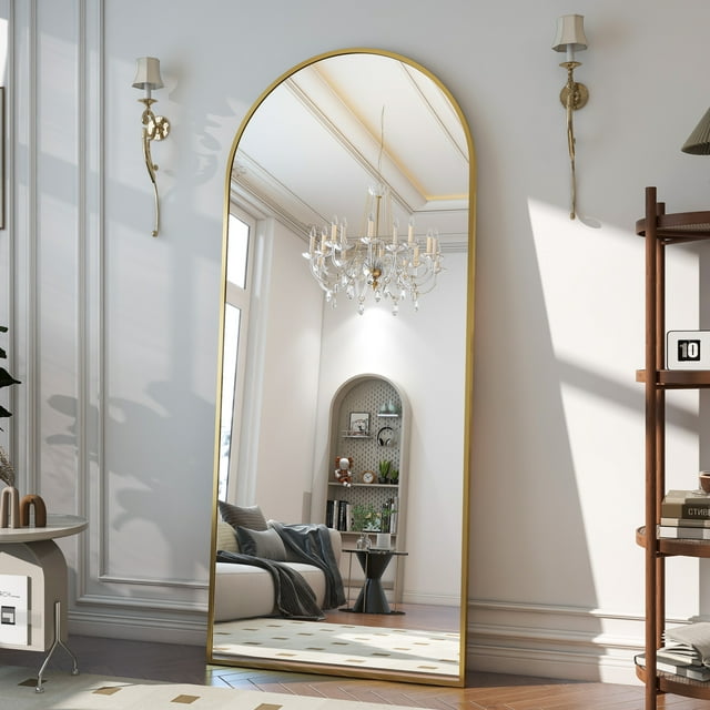 GLSLAND Full Length Mirror Arch Standing Floor Mirror, 64"x21" Arched