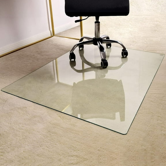 GLSLAND Tempered Glass Chair Mat Heavy-Duty Floor Protector for Carpet & Hard Floors Scratch-Resistant Office Mat