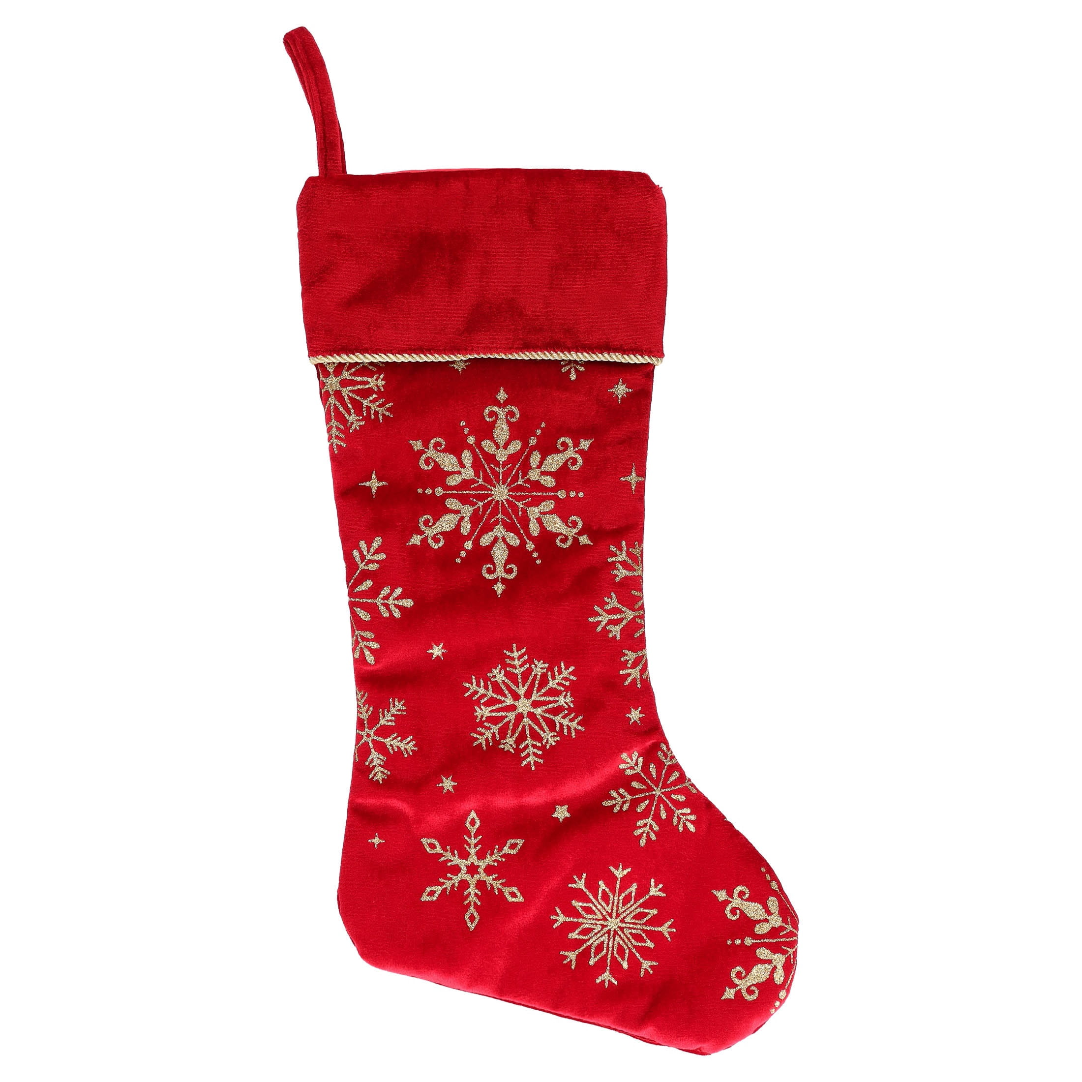 Velvet Snowflake Christmas Stocking, Burgundy, 18", by Holiday Time
