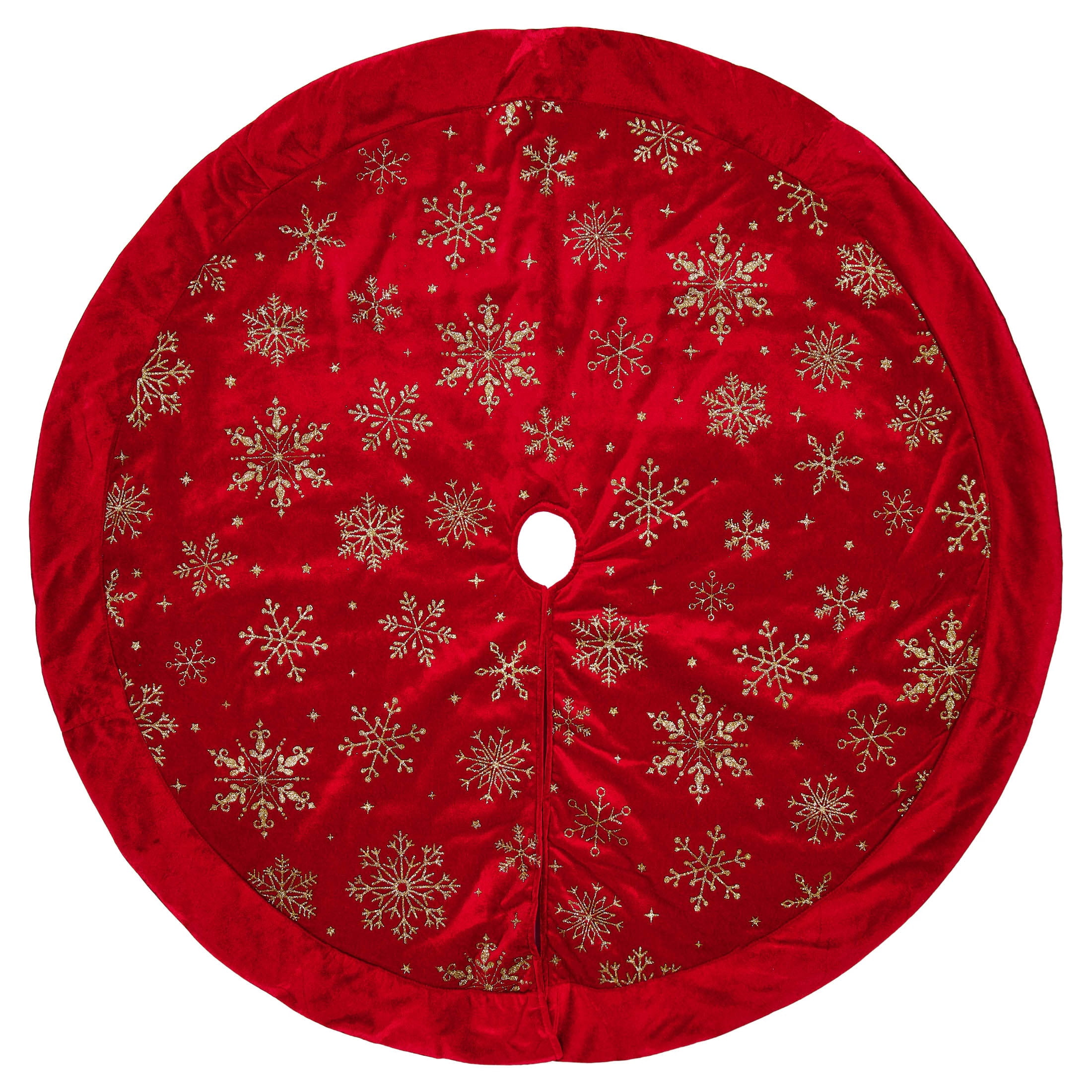 Velvet Glitter Snowflake Christmas Tree Skirt, Burgundy, 48", by Holiday Time