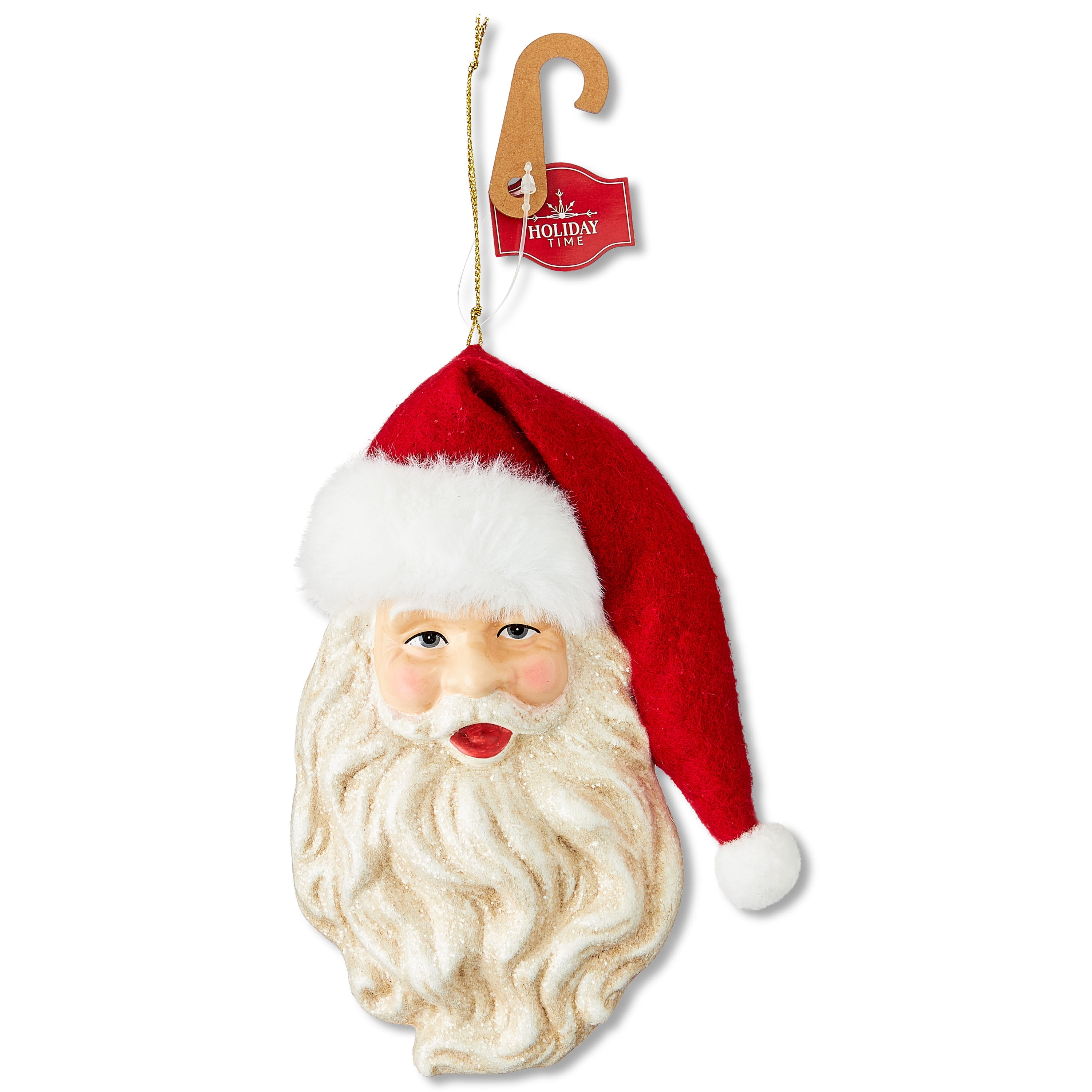 Red and White Glitter Santa Christmas Ornament, 6.5", by Holiday Time