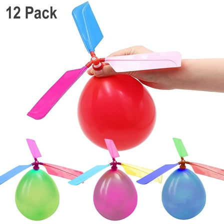 GLUAAE 12 Pcs Kids Balloon Helicopter Airplane，Balloon Powered Helicopter Flying Toy for Children's Day Gift Party Favor easter basket, stocking stuffer or birthday