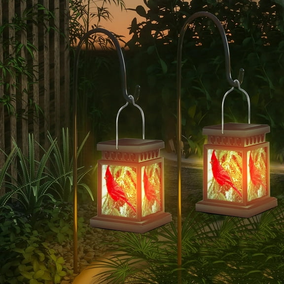 GLUAAE 2-Pack Solar Cardinal Lanterns-Waterproof Outdoor LED Lights for Garden, Patio, Pathway