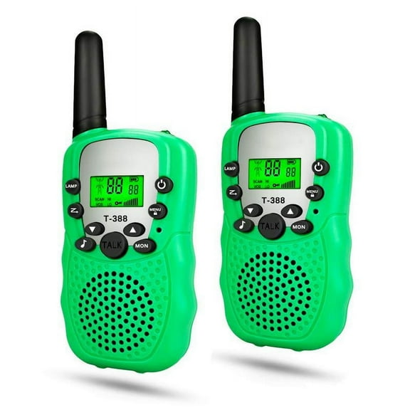 GLUAAE 2 Pack Walkie Talkies Gift Box, 22 Channels 2 Way Radio Toy with Backlit LCD Flashlight, 3 Miles Range for Kids, Outdoor Adventures, Camping, Hiking (Green)