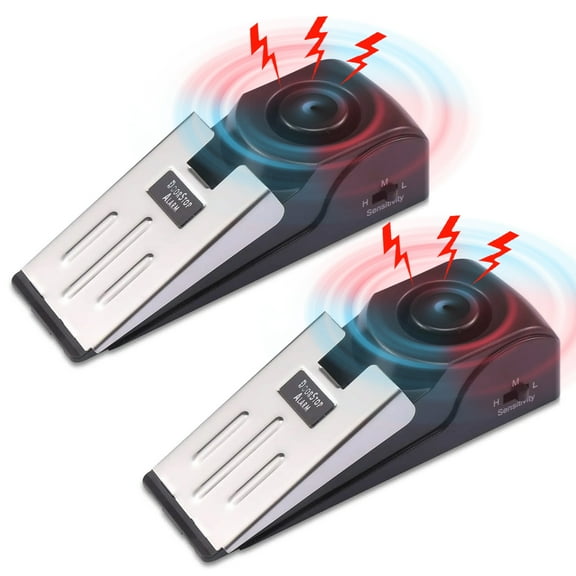 GLUAAE 2PCS Upgraded Wedge Door Stop Alarm with 120 dB - Great Gift for Traveling Residential Home Apartment Door Stopper Security Tools