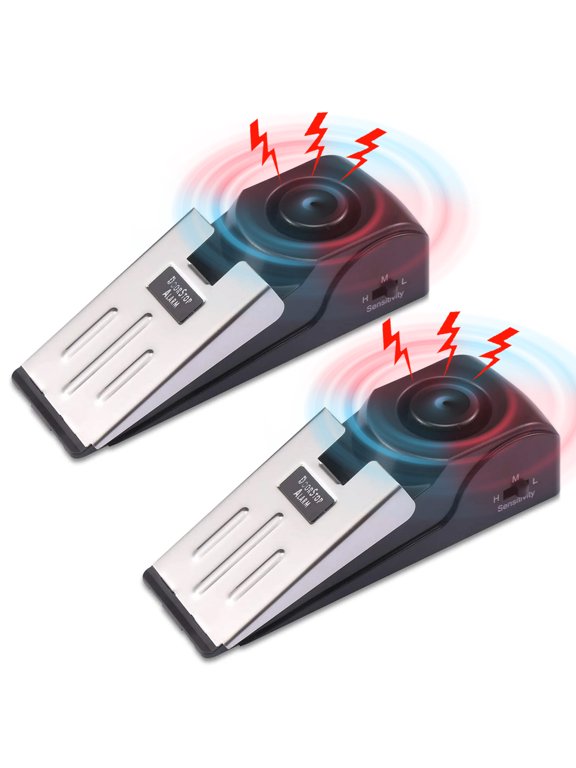 2PCS Upgraded Wedge Door Stop Alarm with 120 dB - Great Gift for Traveling Residential Home Apartment Door Stopper Security Tools