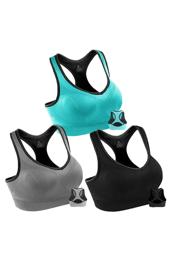 3 Pack Women Racerback Sports Bras High Impact Workout Yoga Gym Activewear Fitness Bra - XXL