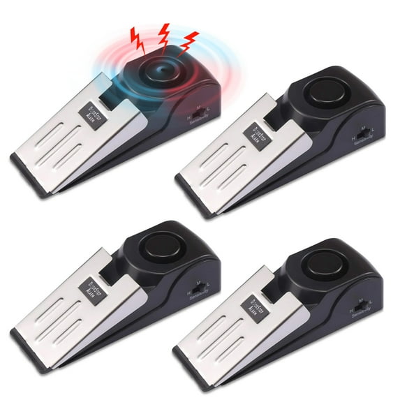GLUAAE 4PCS Upgraded Wedge Door Stop Alarm with 120 dB - Great Gift for Traveling Residential Home Apartment Door Stopper Security Tools