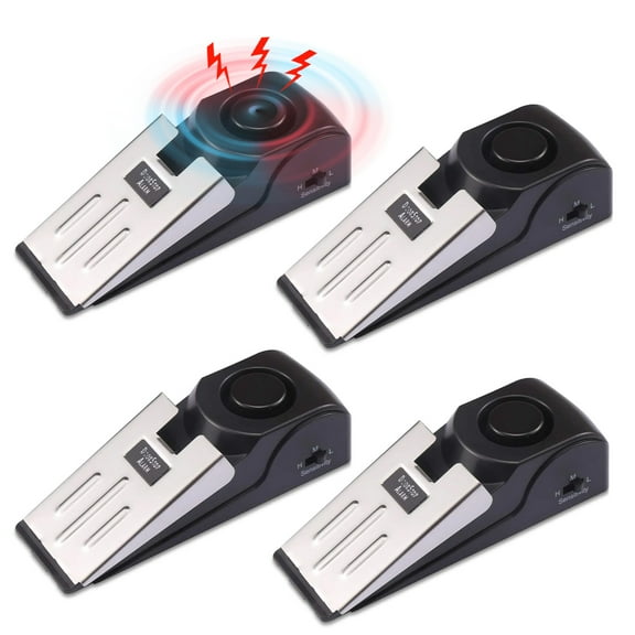 GLUAAE 4PCS Upgraded Wedge Door Stop Alarm with 120 dB - Great Gift for Traveling Residential Home Apartment Door Stopper Security Tools