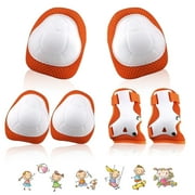 GLUAAE Adjustable Kids Sport Knee Pads with Elbow Pads Wrist Braces, ABS Shell Sponge
