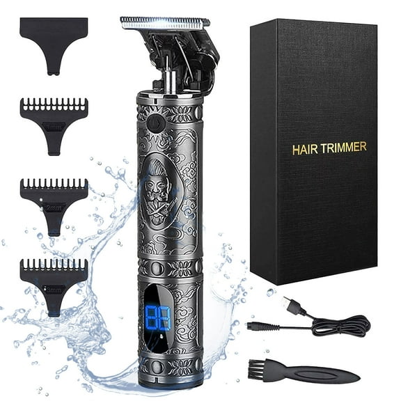 GLUAAE Advanced Electric Pro Li Hair Clippers - USB Rechargeable Hair Trimmer with LCD Display (Silver)