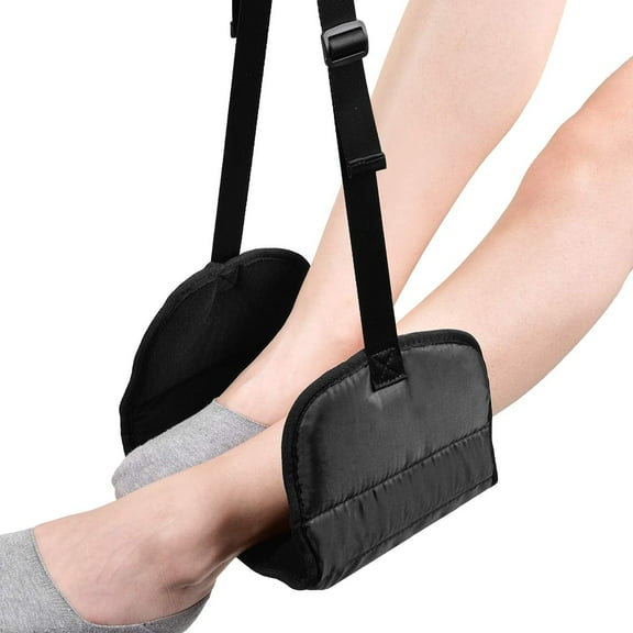 GLUAAE Airplane Footrest - 2025 Best Travel Foot Rest with No Clashing Foot Hammock, Premium Memory Foam & Soft Flannel Liner, Prevent Pain & Stiffness for a Comfort Long Flight-1PACK
