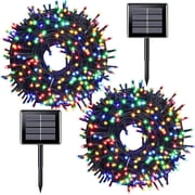 GLUAAE Christmas solar lights 39ft 100 LED Waterproof Outdoor Decoration Lighting for Patio,Lawn,Garden,Holiday,Christmas, Decorations (Multi-color)-2Pack