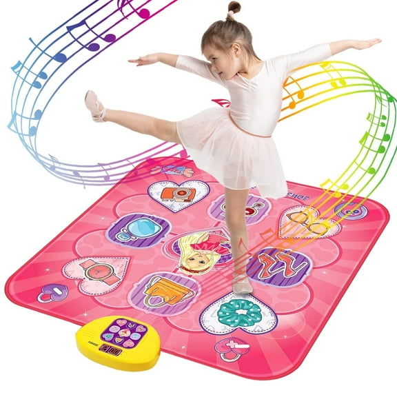 GLUAAE Electronic Dance Mat with LED Lights for Kids, Ages 3-10, Pink