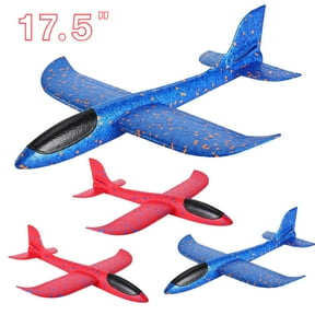GLUAAE Glider Plane Toys, 17.5" Large Throwing Foam Airplane, Dual Flight Mode Flying Toy, The Best Outdoor Sport Toy Gifts for Kids 4PACK