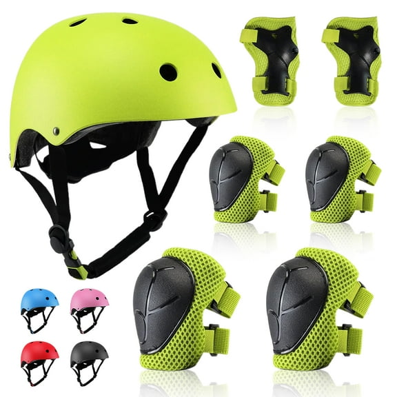 GLUAAE Kids Bike Helmet, Toddler Helmet for Ages 8-14 Boys Girls with Sports Protective Gear Set Knee Elbow Wrist Pads for Skateboard Cycling Scooter Rollerblading