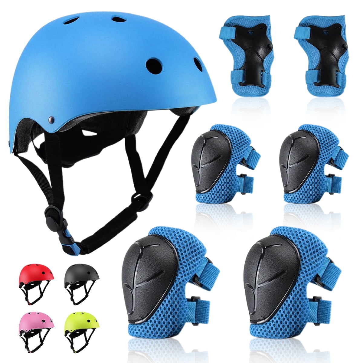 GLUAAE Kids Bike Helmet, Toddler Helmet for Ages 8-14 Boys Girls with Sports Protective Gear Set Knee Elbow Wrist Pads for Skateboard Cycling Scooter Rollerblading