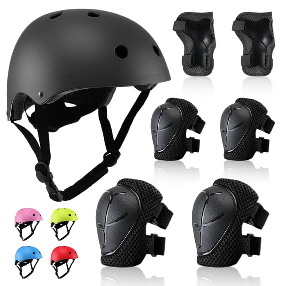 GLUAAE Kids Protective Gear Set, Sport Protective Gear Set Boy Girl Adjustable Child Cycling Helmet with Knee Pads Elbow Pads Wrist Guards Youth Skateboard Helmet for 3~8yrs Boys Girls