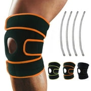 GLUAAE Knee Brace, Relieves ACL, LCL, MCL, Meniscus Tear, Arthritis, Tendonitis Pain. Open Patella Dual Stabilizers Non Slip Comfort Neoprene. Adjustable Bi-Directional Straps Orange