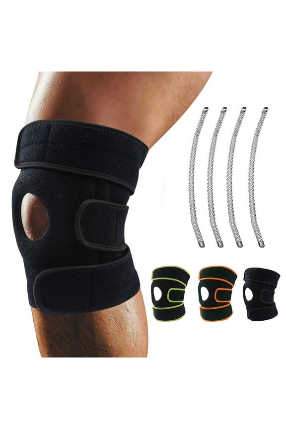 Knee Brace, Relieves ACL, LCL, MCL, Meniscus Tear, Arthritis, Tendonitis Pain. Open Patella Dual Stabilizers Non Slip Comfort Neoprene. Adjustable Bi-Directional Straps (Black)