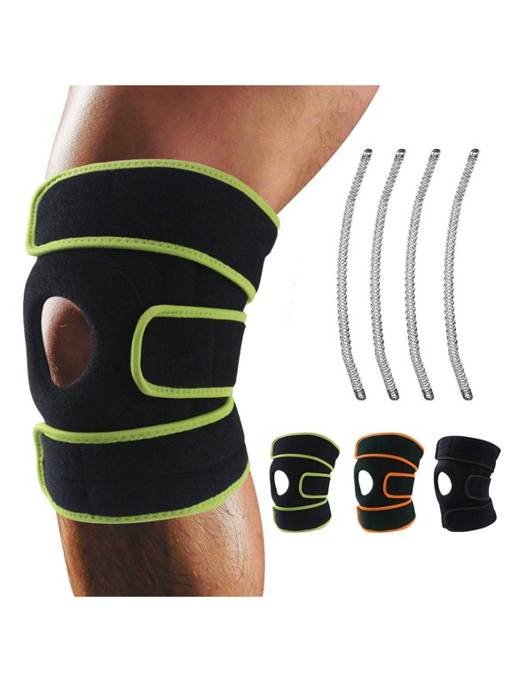 Knee Brace, Relieves ACL, LCL, MCL, Meniscus Tear, Arthritis, Tendonitis Pain. Open Patella Dual Stabilizers Non Slip Comfort Neoprene. Adjustable Bi-Directional Straps (Green)