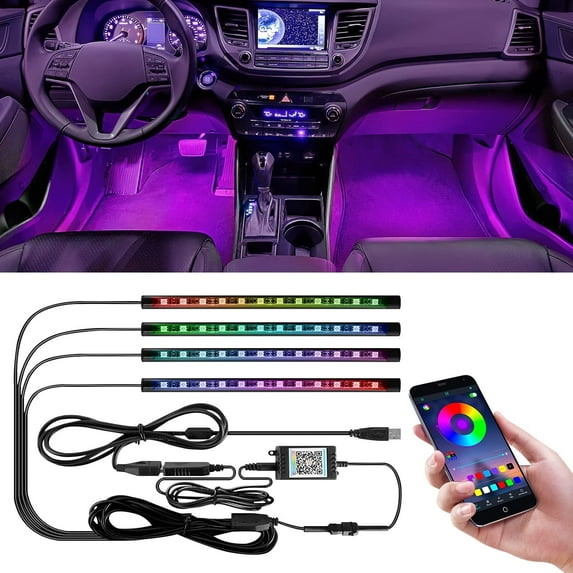 GLUAAE Multicolor LED Interior Lights Kit fits Passenger Car, 2 Pieces