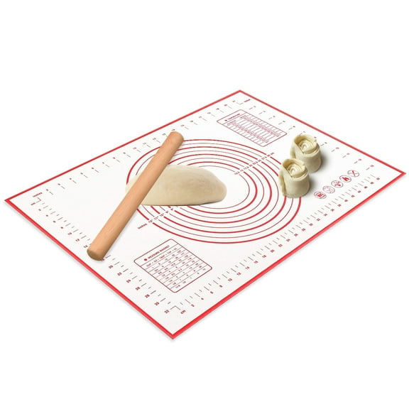 GLUAAE Non Slip Silicone Pastry Mat, Large Non-stick Baking Mat for Rolling Dough, Baking, Fondant, Pie Crust, Pizza, Bread, Cookie- Easy Clean Kneading Mats with Measurements(16" x 24")-1Pack