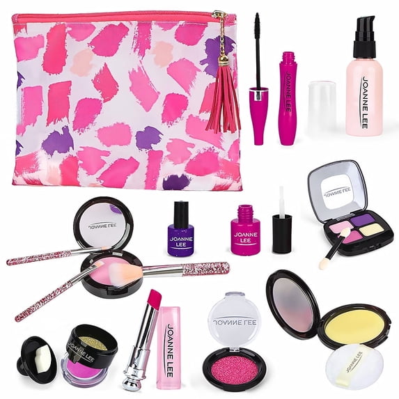SOMNR Pretend Makeup for Kids Cosmetic Toys Kit for Girls Toddlers Makeup Play Set for Kids with Cosmetics Bag Princess Play Game Christmas Birthday Gifts Toys for Little Girls (Not Real Makeup)