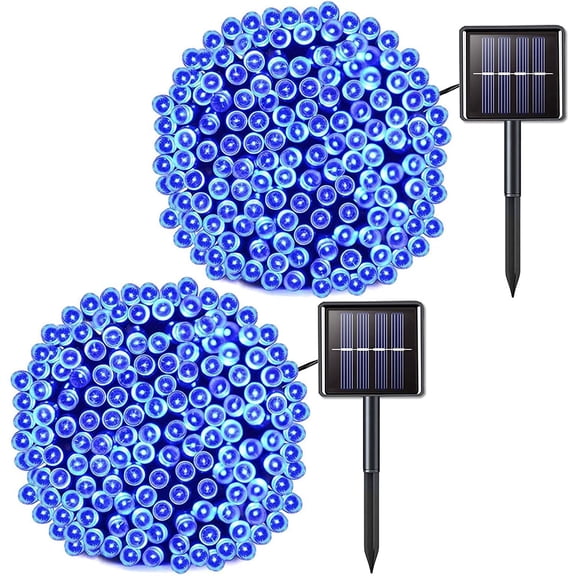 GLUAAE Solar Fairy String Lights 100 LED Christmas Decorative Lights (Blue)-2Pack