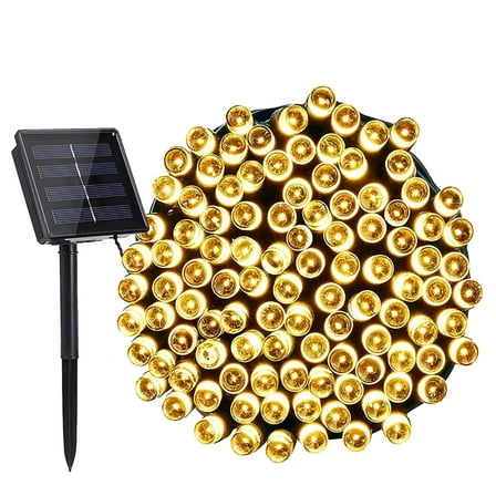 GLUAAE 39ft Solar LED String Lights - 100 Fairy Lights for Outdoor Christmas Decor (Warm White/1-Pack)