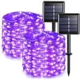 thumbnail image 1 of GLUAAE Solar String Lights Outdoor, Mini 33Feet 100 LED Copper Wire Lights, 8 Modes Solar Powered Fairy Lights, Waterproof Solar Decoration Lights(Purple)-2Pack, 1 of 9