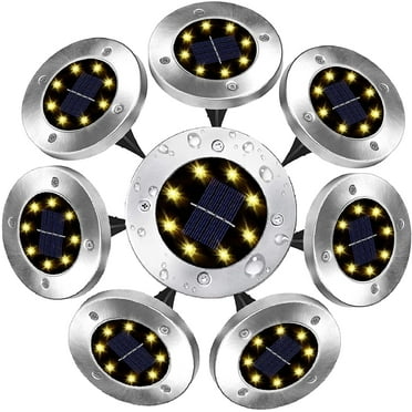 GLUAAE Walkway LED Inground Solar Waterproof in-Ground Light- Bright, Warm White, 8 Pack