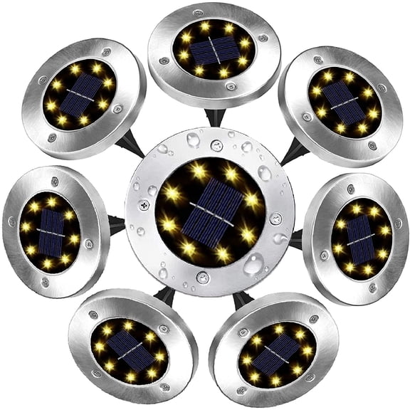 SOMNR Walkway LED Inground Solar Waterproof in-Ground Light, Warm White, 8 Pack