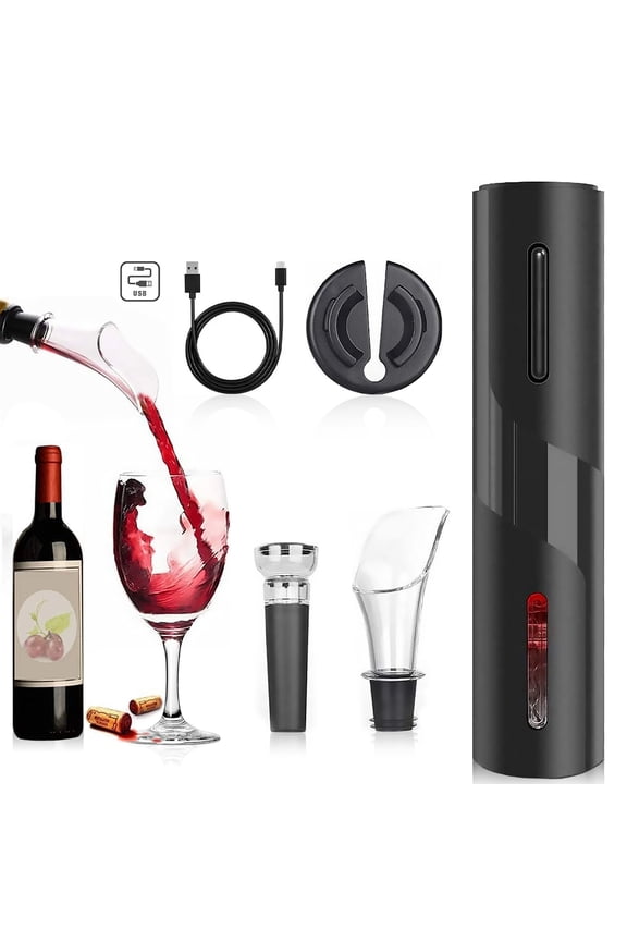 Electric Wine Bottle Opener Gift Set, Automatic Corkscrew Wine Opener Kit for Wine Lovers Gift, Battery Operated Wine Cork Opener Remover Set with Wine Stopper, Rechargeable