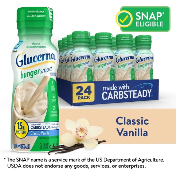 Glucerna Hunger Smart Diabetes Care Shake, Classic Vanilla, 10 Fl Oz, 24 Pack