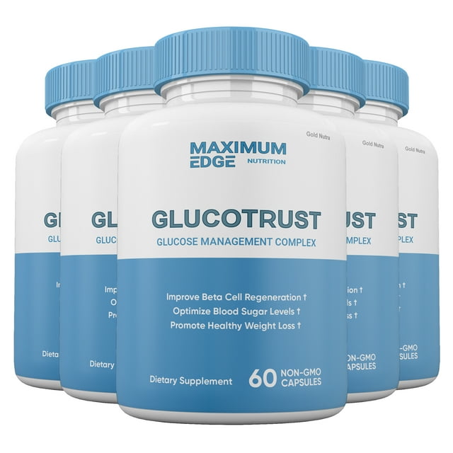 GLUCOTRUST Capsules, Glucotrust Blood Sugar Supplement, Gluco Trust Reviews Pills Maximum Edge Formula (5 Bottles)