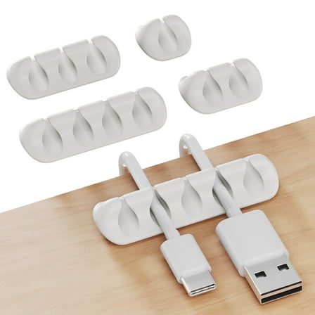 GLUIT Cable Organizer with Strong Adhesive PVC White 5 Count