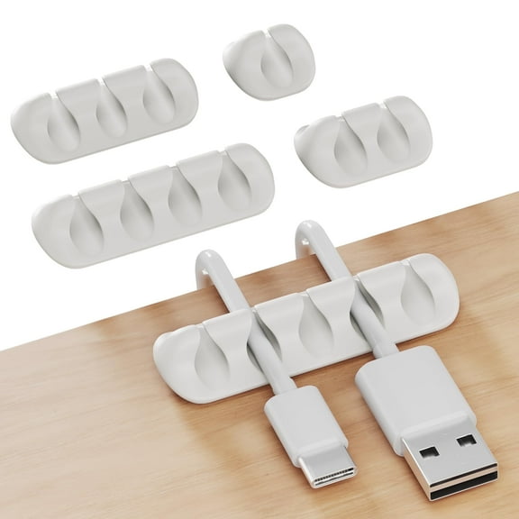 GLUIT Cable Organizer with Strong Adhesive PVC White 5 Count