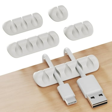 GLUIT Adhesive Desktop Cable Organizer Versatile Cord Holders Wire Clips and Cable Holder Cord Organizer for Desk Table Accessories Office Spaces New White 5 Pack