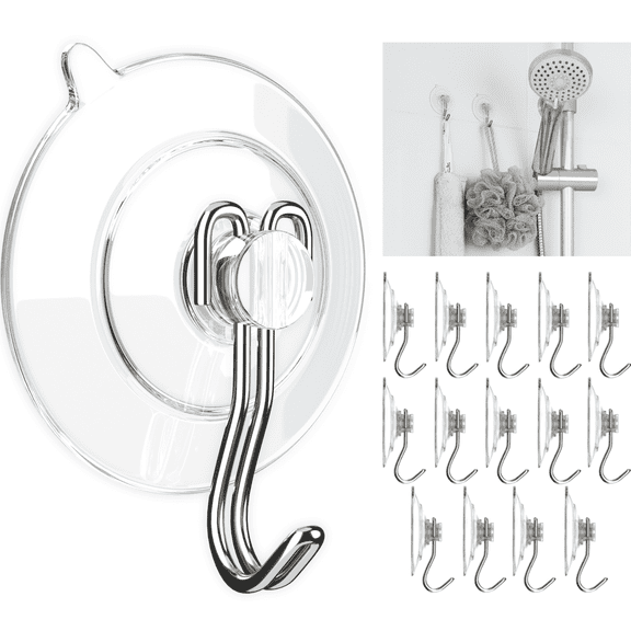 GLUIT Suction Cup Hooks, Stainless Steel Heavy Duty Wall Bathroom Glass 14 packs