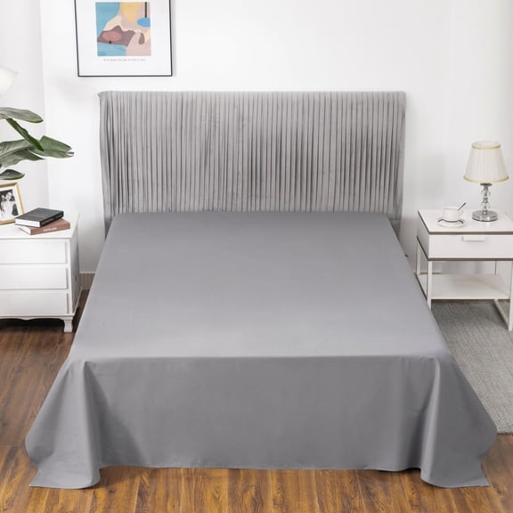 GLUYOHEY Grounding Flat Sheet Twin Size (66"x96") Conductive Silver Fiber Earthing Bed Sheets with Grounded Cord Reconnect with Earth’s Energy for Better Sleep and Enhanced Wellness, Gray