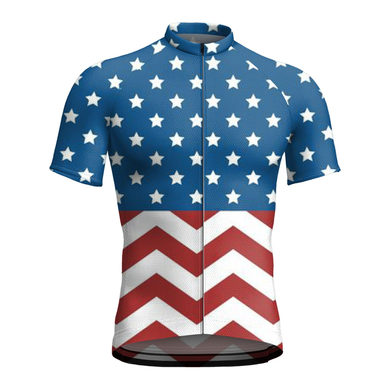 GLVSZ 4th of July Cycling Jersey for Men Short Sleeve USA Flag