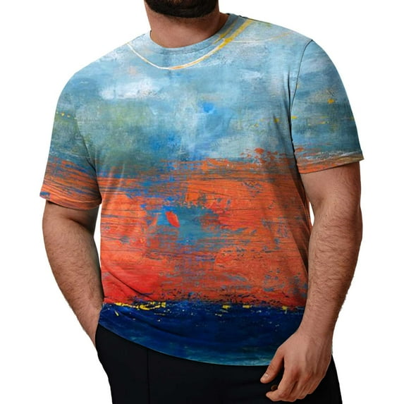 GLVSZ Big and Tall T-Shirts for Men Fashion Print Short Sleeve Crewneck Tees Summer Casual Loose Fit Cotton Stretch Breathable Basic Shirts