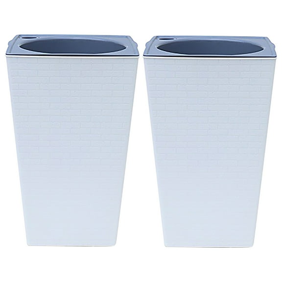 GLVSZ Clearance Tall Planters Set of 2, Outdoor Indoor Planter Pots, Self Watering Planters, Modern Flower Pot Containers, Tall Square Planter Box, Plastic Pots for Decorative Flower Tree Plant