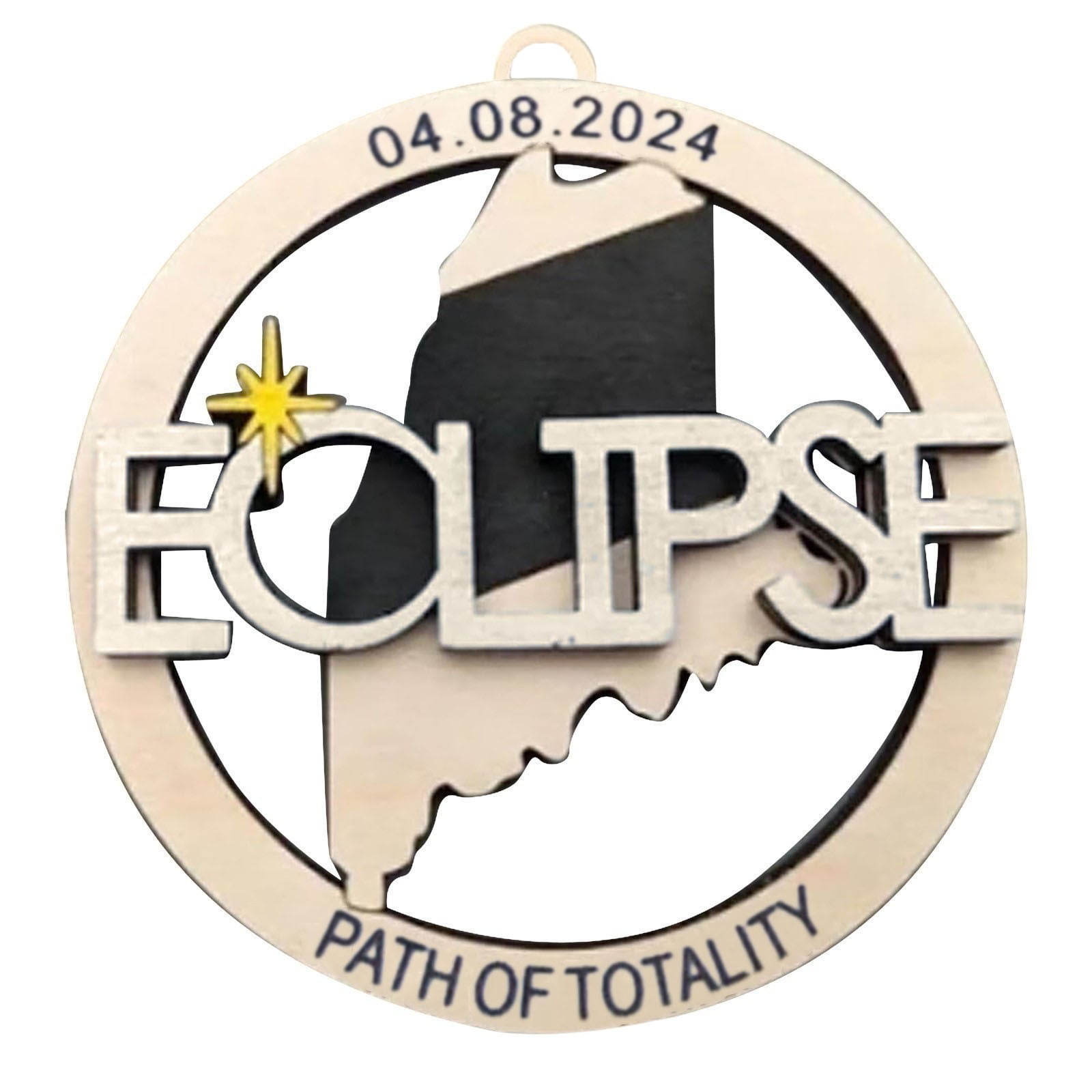 GLVSZ Hangs Solar 2024 Ornament Wooden 2024 Keepsake Path Of Totality