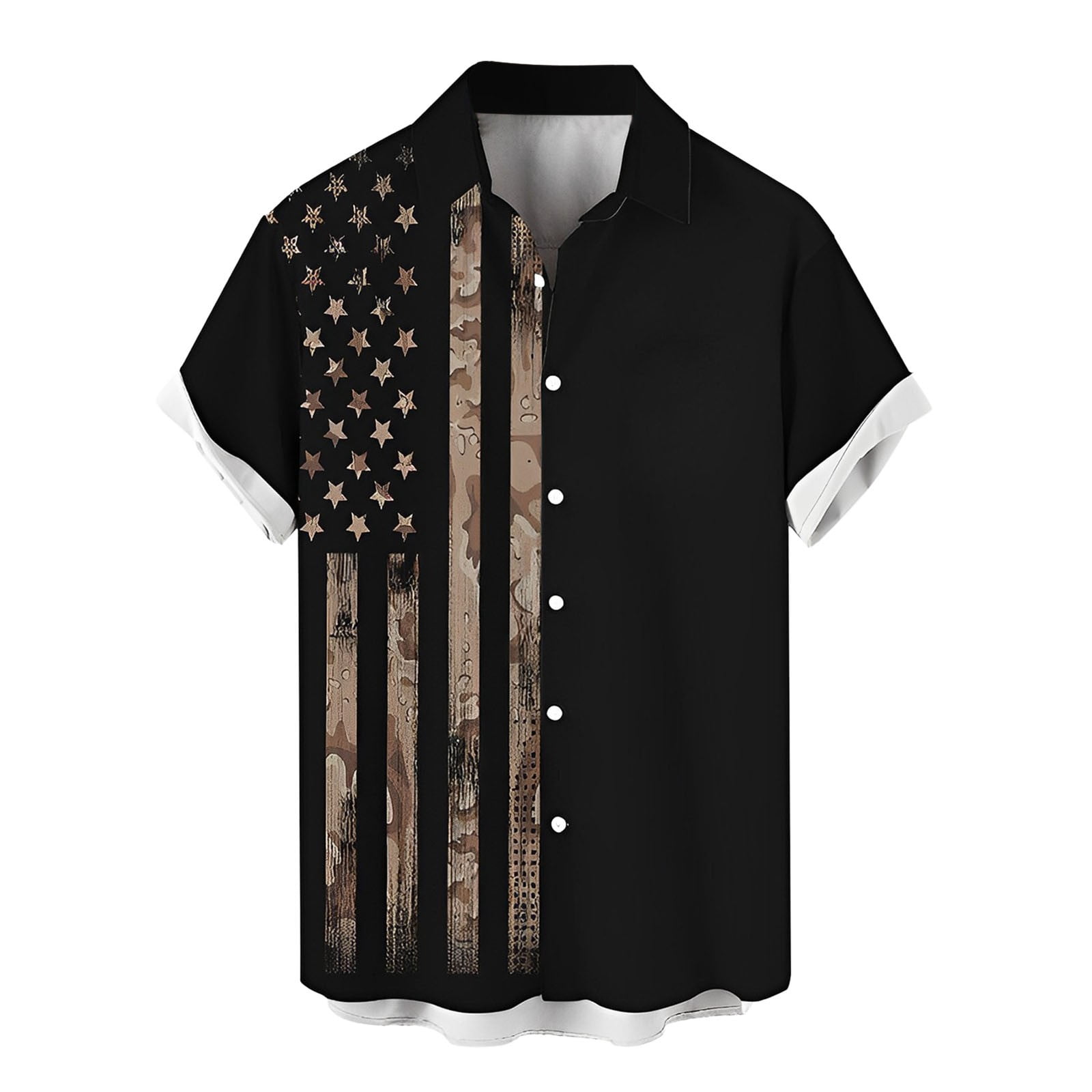 GLVSZ Hawaiian Bowling Shirts for Men American Flag Print Short Sleeve ...