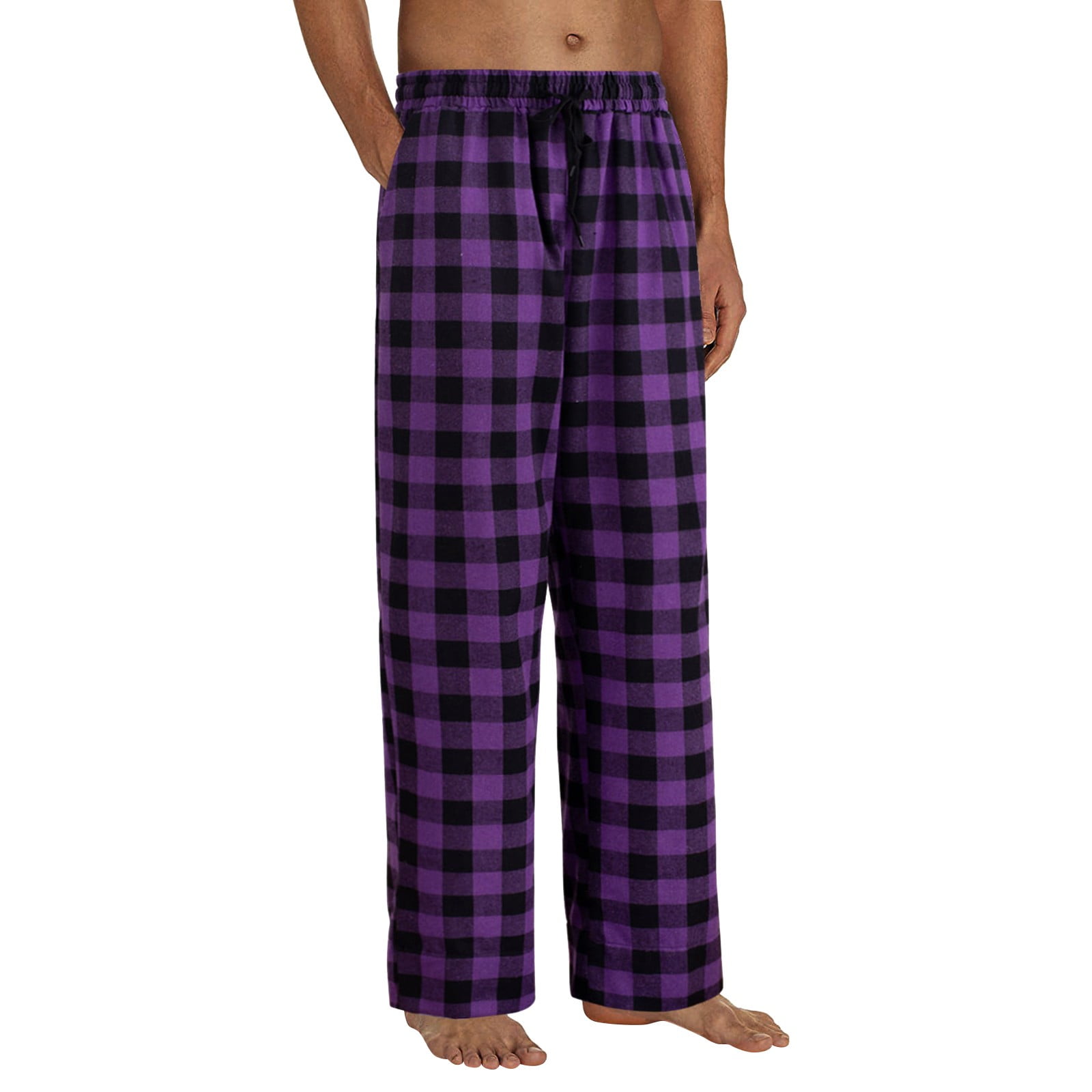 GLVSZ Men's Soft Flannel Plaid Pajama Pants Cotton Casual Elastic Waist Lounge Pant Drawstring