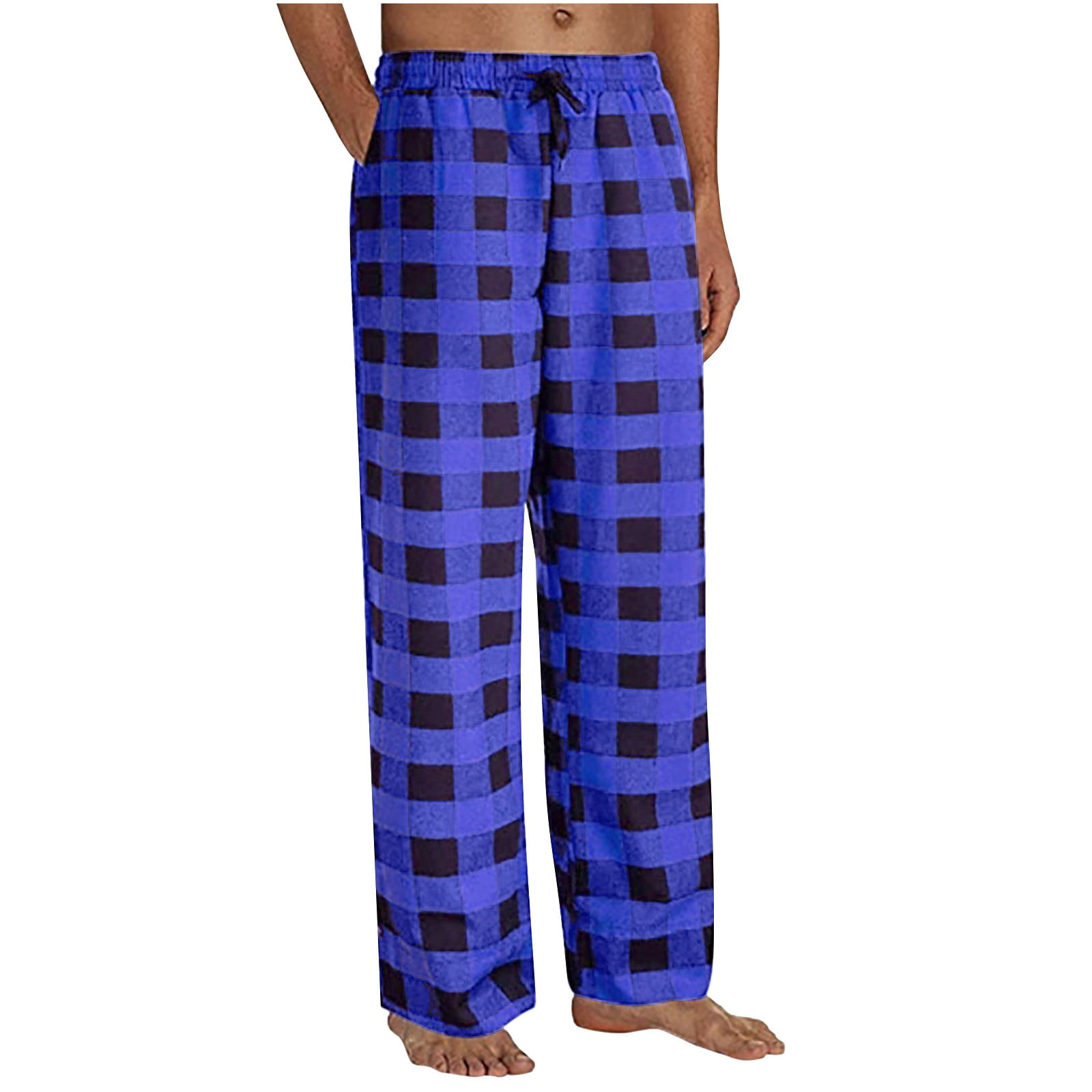GLVSZ Men's Soft Flannel Plaid Pajama Pants Cotton Casual Elastic Waist Lounge Pant Drawstring