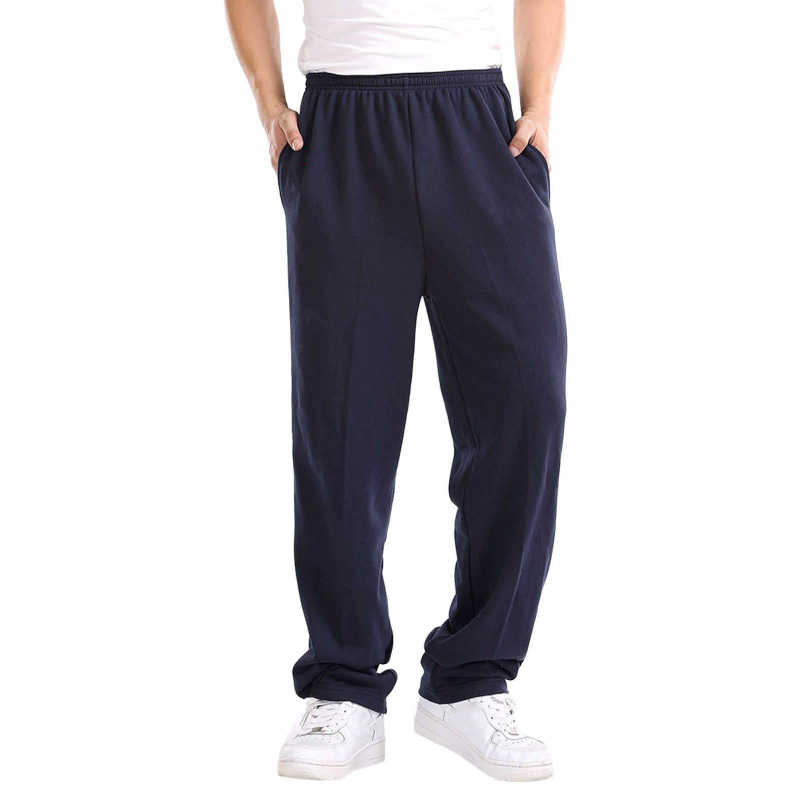 GLVSZ Mens Lightweight Sweatpants Loose Fit Open Bottom Wide Leg