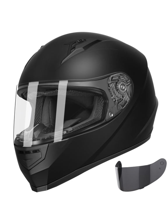 GX11 Compact Motorcycle Helmet - Matte Black, Large - Full Face w/ Tinted Visor, DOT Approved